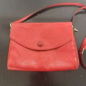 La Bagagerie Jean Morlaix Red Leather Crossbody Bag Vintage Made In France